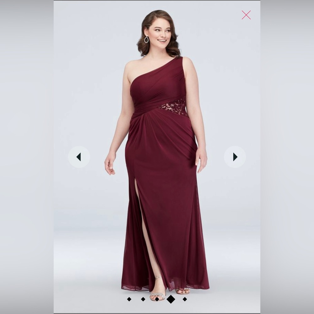 David’s Bridal One Shoulder Dusty Sage Sz 24